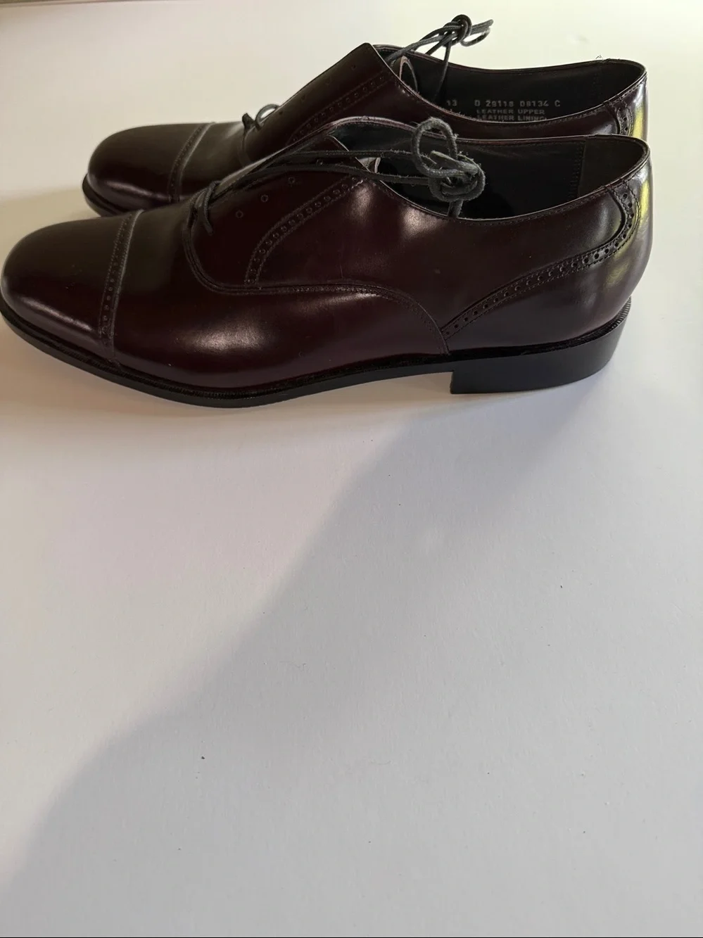New Bostonian Men's Leather Cap Toe Oxford Dress Shoes Burgundy Size 13